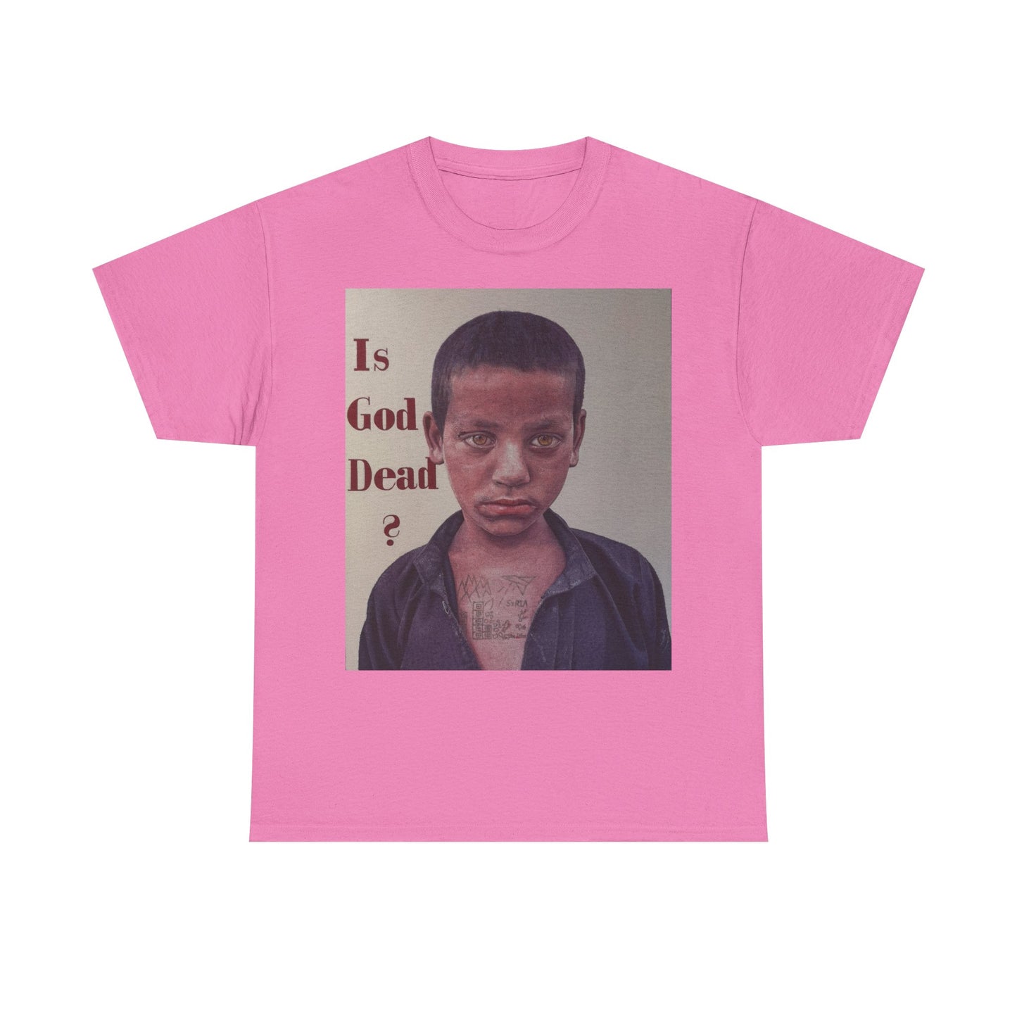 T-Shirt - Is God Dead Syrian Boy War Painting by James Earley