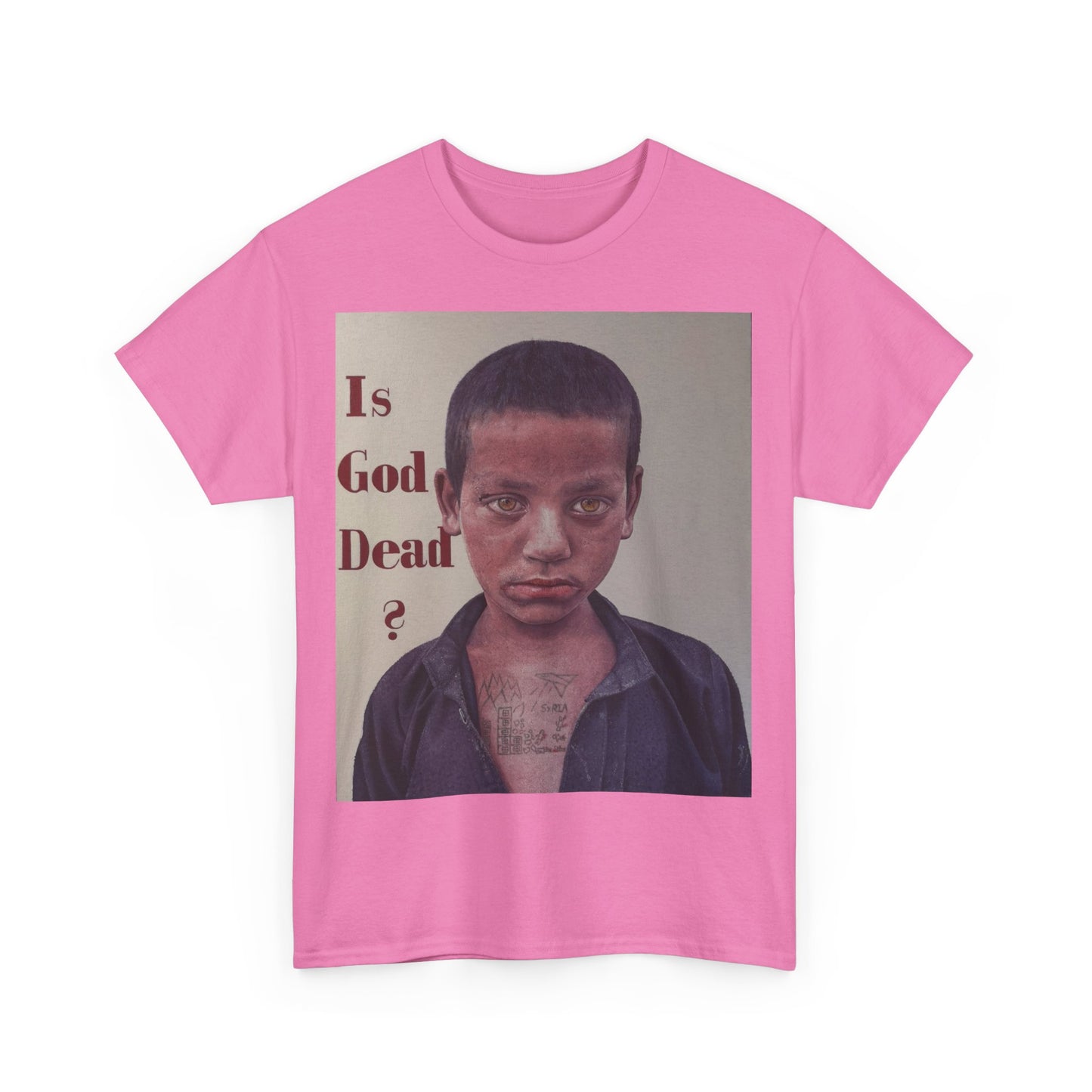 T-Shirt - Is God Dead Syrian Boy War Painting by James Earley
